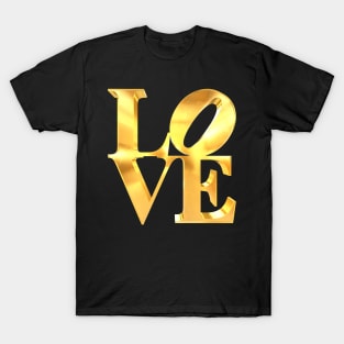 3D Love Sign Gold | Pop Art T-Shirt